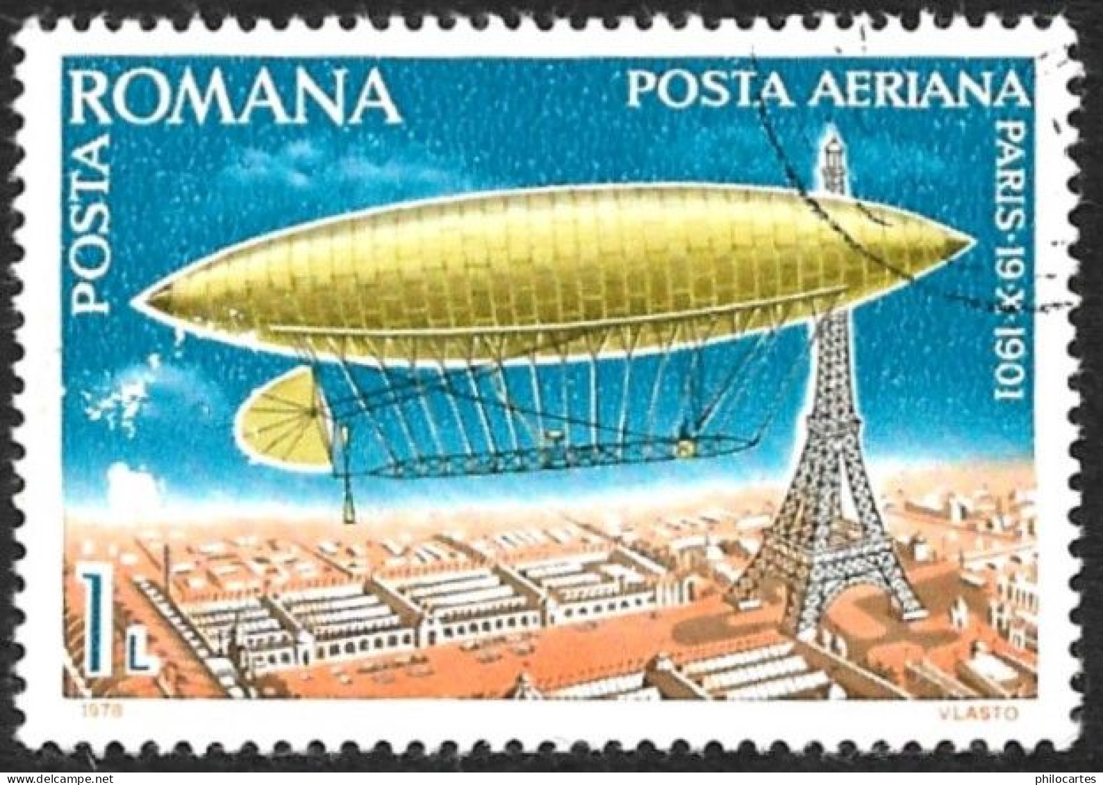 ROUMANIE 1978 - PA 253 - Dirigeable - Oblitéré - Used Stamps