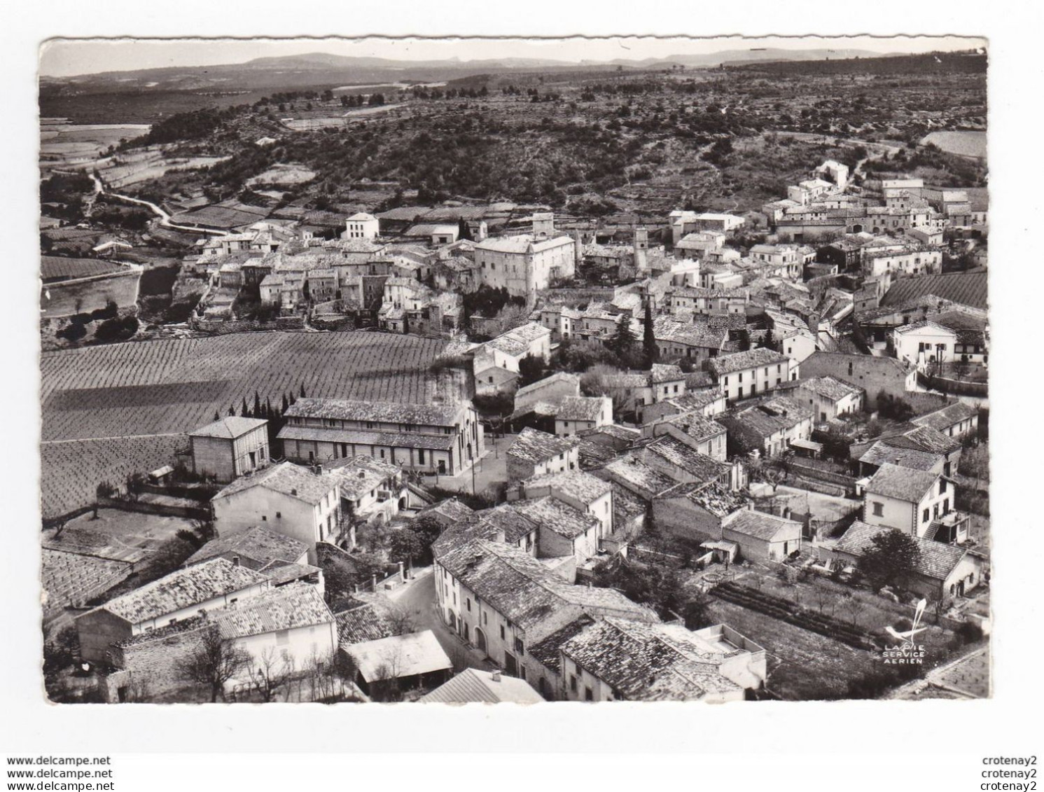 34 En Avion Au Dessus De LAURENS Vers Bédarieux N°3 Vue Générale Et L'Eglise En 1964 - Bedarieux