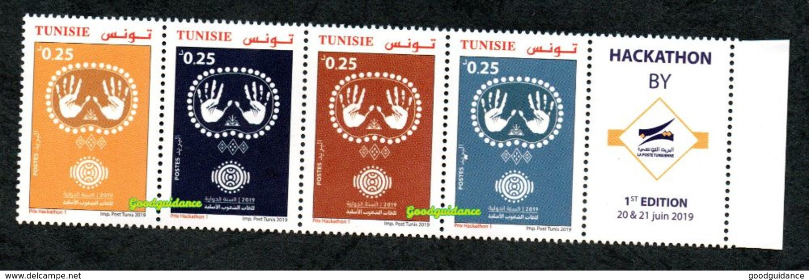 2019- Tunisia - 2019, International Year Of Indigenous Languages - Join Issue- UNO - Strip Of 5 Stamps - MNH** - Tunisia (1956-...)