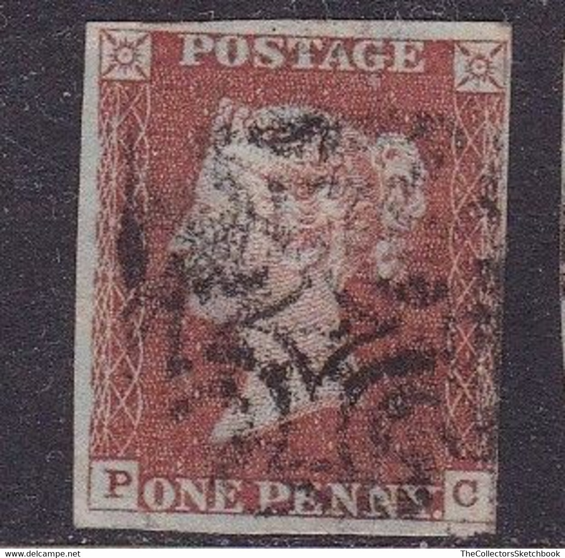 GB Line Engraved  Victoria Imperf Penny Red . Heavy Mounted Good Used - Oblitérés