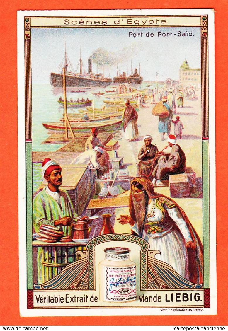 00551 / ⭐ Chromo LIEBIG FRAY-BENTOS Uruguay COLON Argentine ◉ Série Scenes EGYPTE ◉ Port PORT-SAID 1890s - Liebig