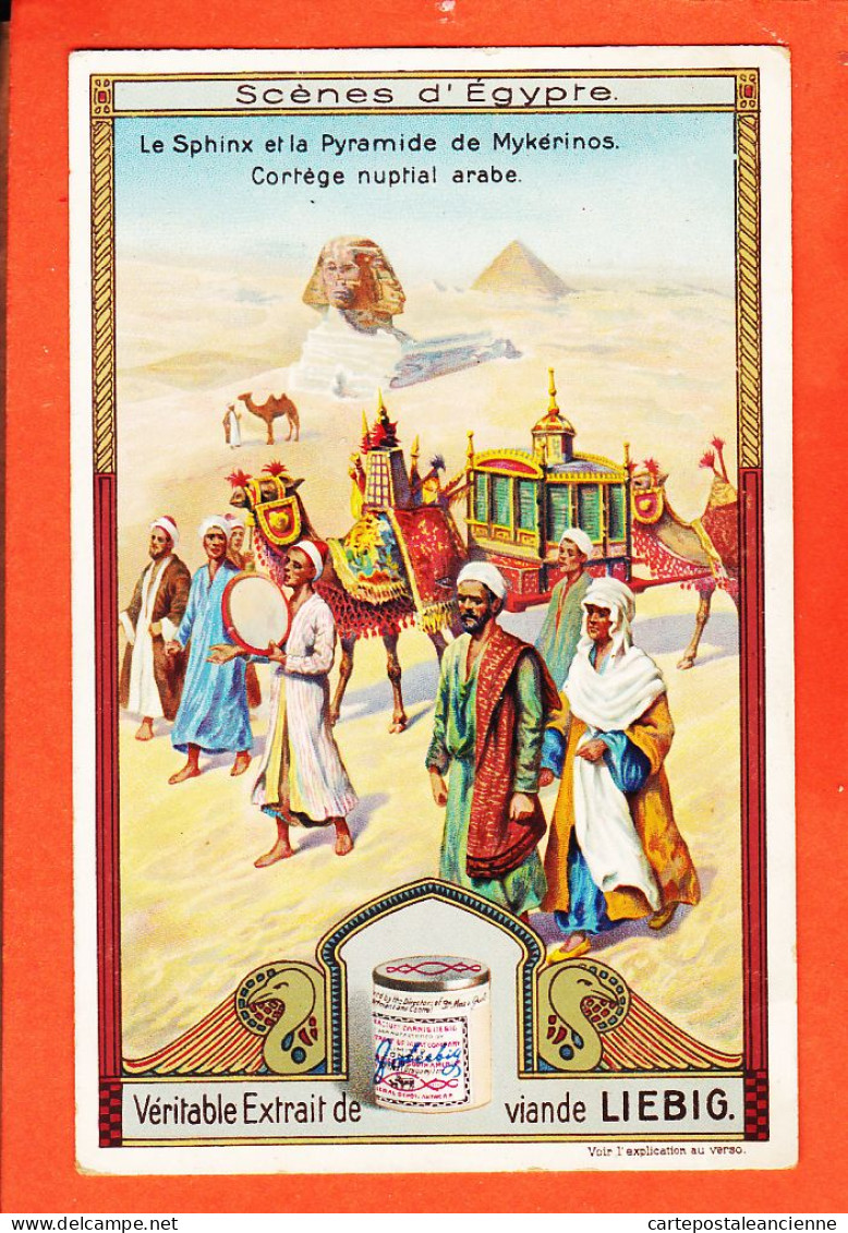 00550 / ⭐ Chromo LIEBIG Bouillon OXO 1890s ◉ Série Scenes EGYPTE ◉ SPHINX Et Pyramide MYKERINOS Cortege Nuptial Arabe - Liebig