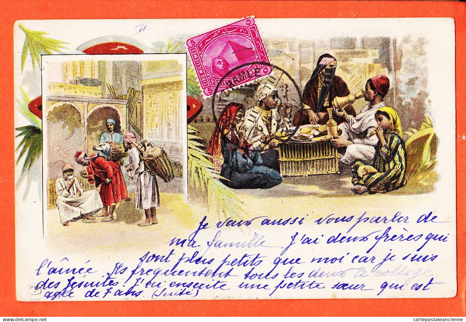 00544 / ⭐ Egypte ◉  Scènes De Vie Egyptienne 2 Vues 1903 à Berthe LEFRANC Rozoy-en-Brie ◉ Lithographie  PVKZ 6004  - Sonstige & Ohne Zuordnung