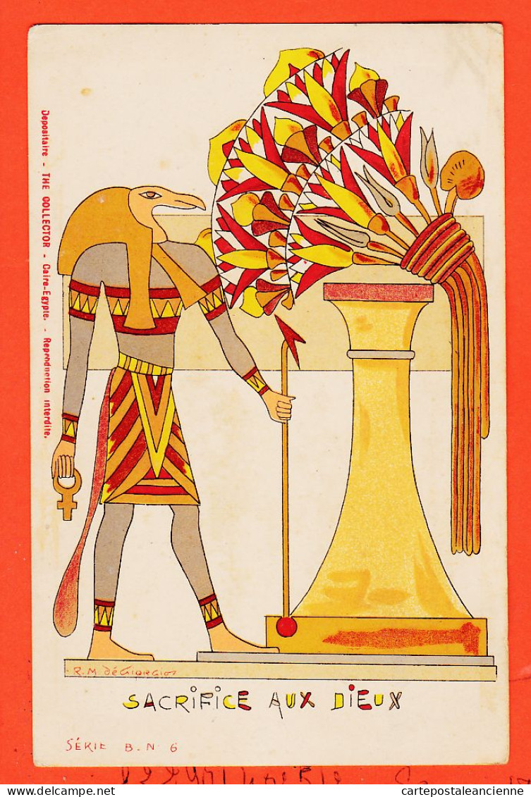 00516 / ⭐ Illustration R.M De GIORGIO ◉ Hieroglyphe Sacrifice Aux Dieux  ◉ THE COLLECTION Serie B N° 6 Caire Egypte - Sonstige & Ohne Zuordnung