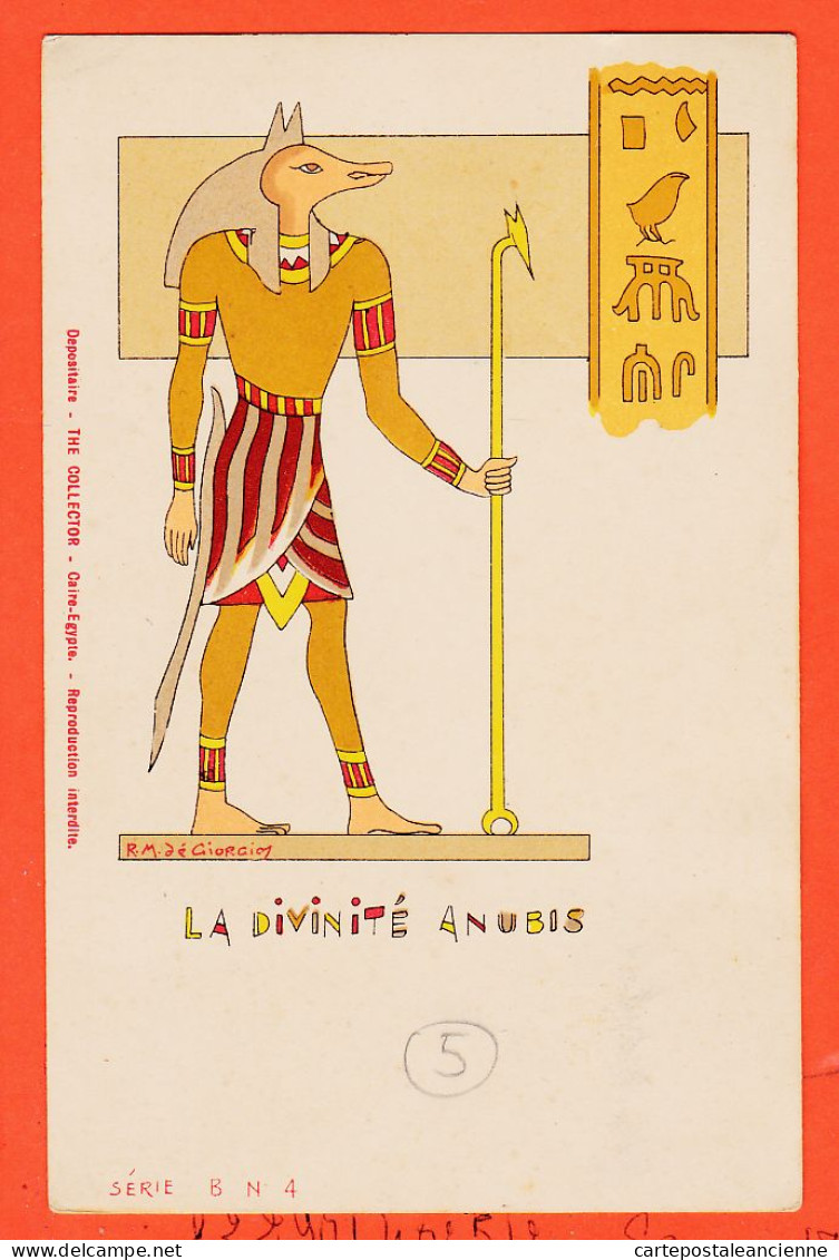 00512 / ⭐ Illustration R.M De GIORGIO ◉ Hieroglyphe La Divinité ANUBIS ◉ THE COLLECTION Serie B N° 4 Caire Egypte - Sonstige & Ohne Zuordnung