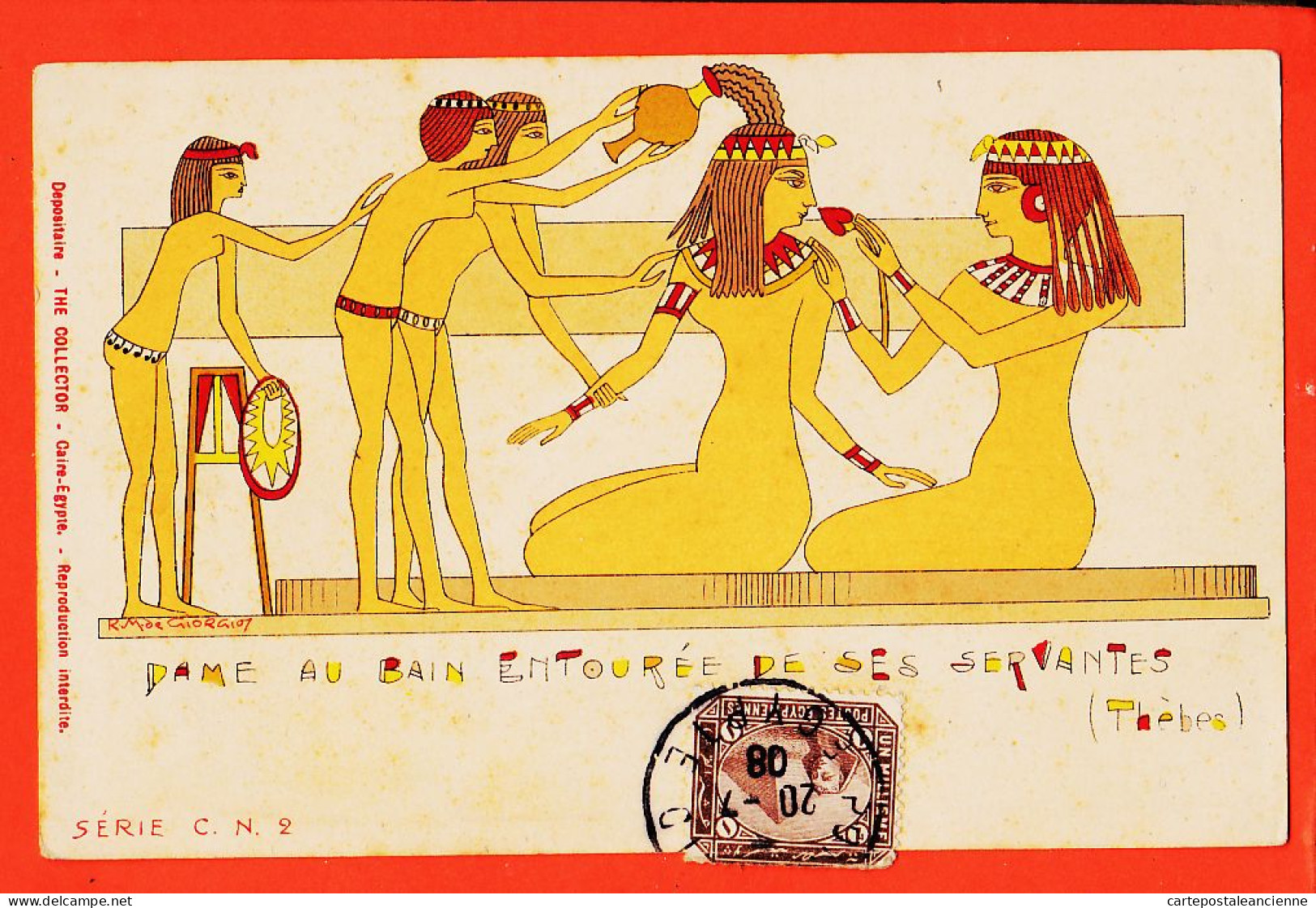 00508 / ⭐ Illustration R.M De GIORGIO ◉ Dame Bain Entourée Servantes 1908 ◉ THE COLLECTION Serie C N-2 Caire Egypte - Other & Unclassified