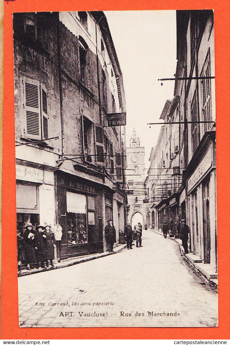 00766 ● APT 84-Vaucluse Commerces Rue Des Marchands 1910s Edition Librairie Papeterie GARRAUD  - Apt