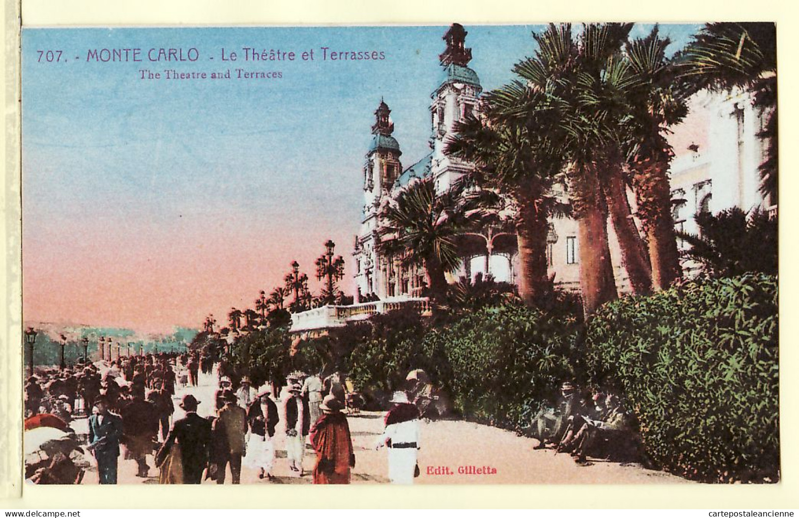 00859 ● MONTE CARLO Monaco Les Terrasses Le Théatre 1920s - Litho Color GILETTA 707 - Monte-Carlo