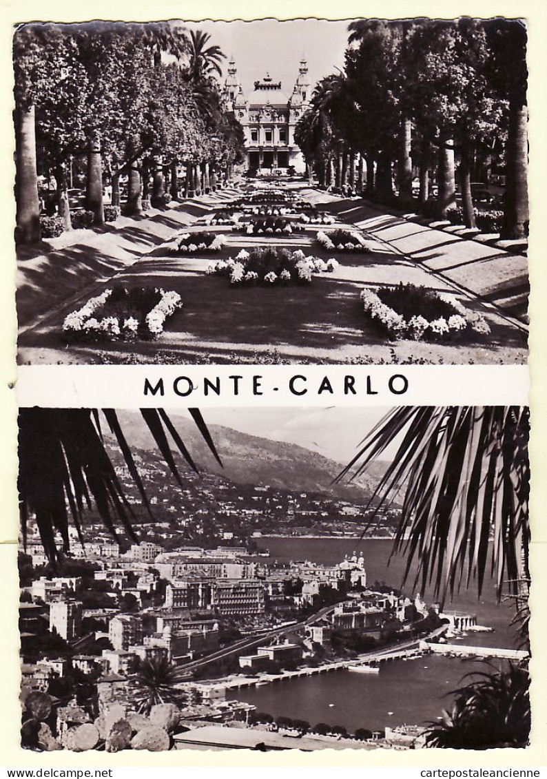 00833 ● Monaco MONTE-CARLO Les Jardins Casino Vue Générale Flamme COURONNE BLASON MEDITERRANEE 17.08.1956 -GILETTA 742 - Mehransichten, Panoramakarten