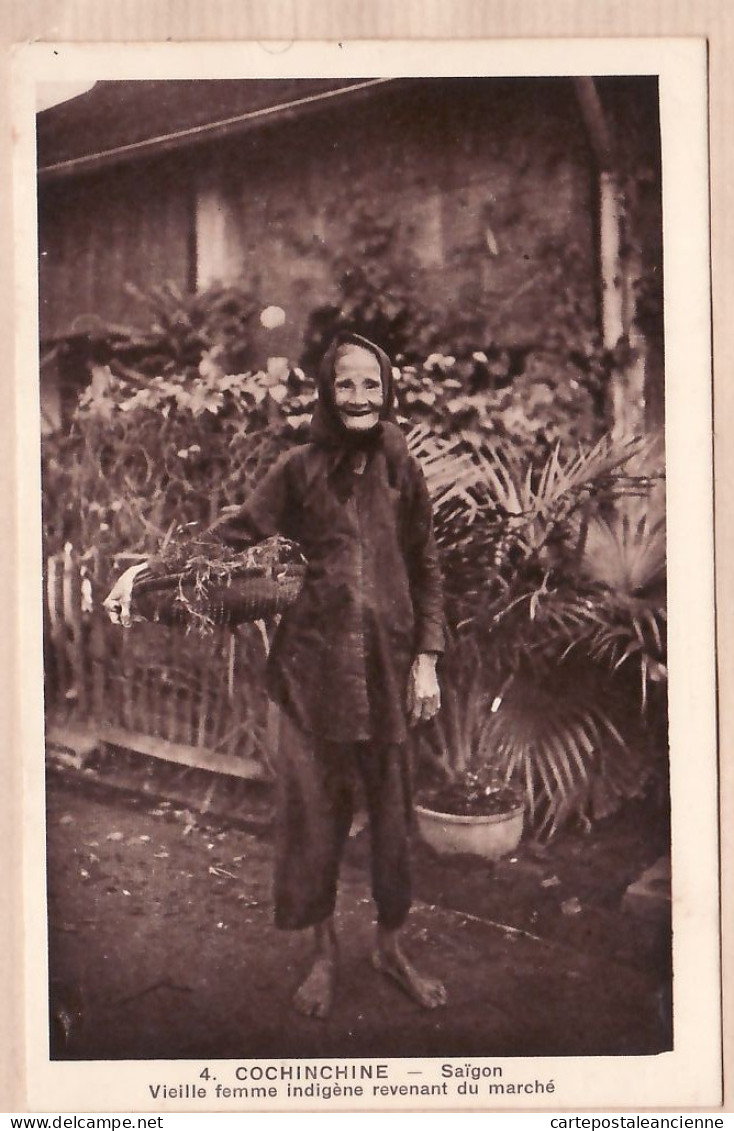 00988 ● Ethnic SAIGON Vieille Femme Indigène Revenant Du Marché Indochine Viet-Nam 1930s Photo NADAL BRAUN 4 - Vietnam