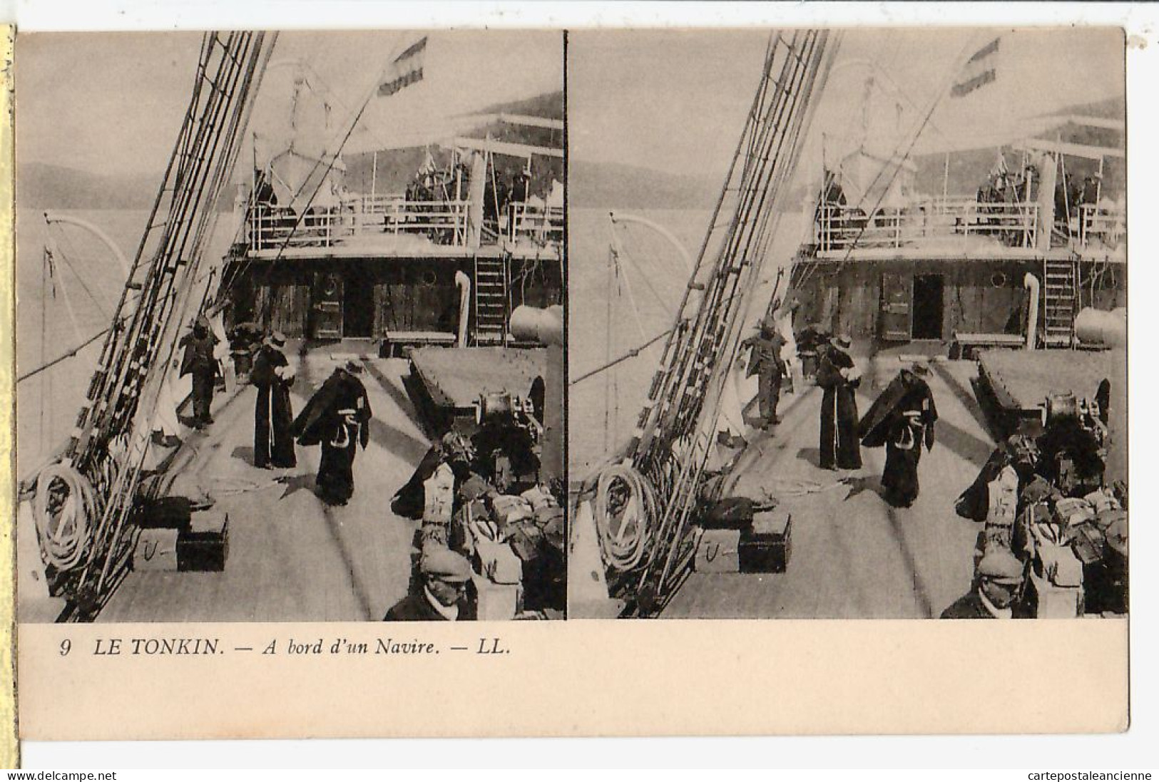 00964 ● Viet-Nam INDO-CHINE Vietnam LE TONKIN A BORD D'un NAVIRE Vie Marine Carte Stereo Views 1910s- LEVY 9 Cpbat - Vietnam