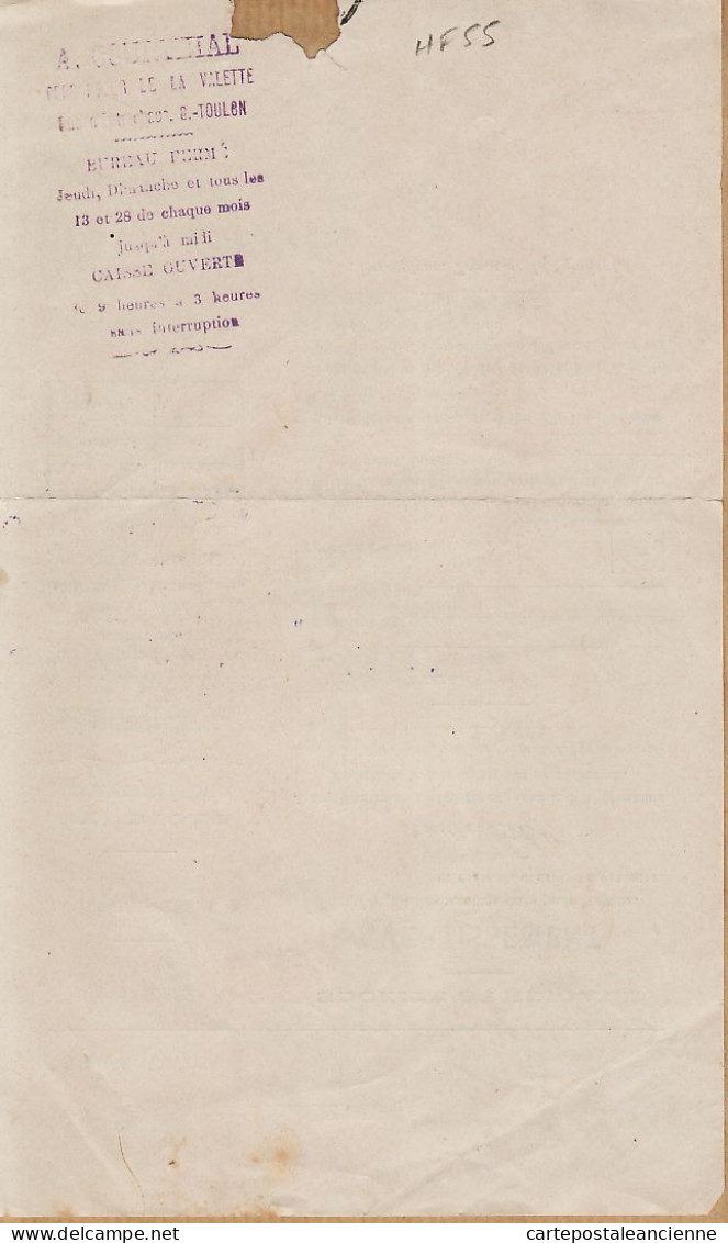 00603 ● Commune De LA GARDE Perception VALETTE Var Syndicat EYGOUTIER Avertissement Percepteur GOURTHIAL Timbre 1910 - 1900 – 1949