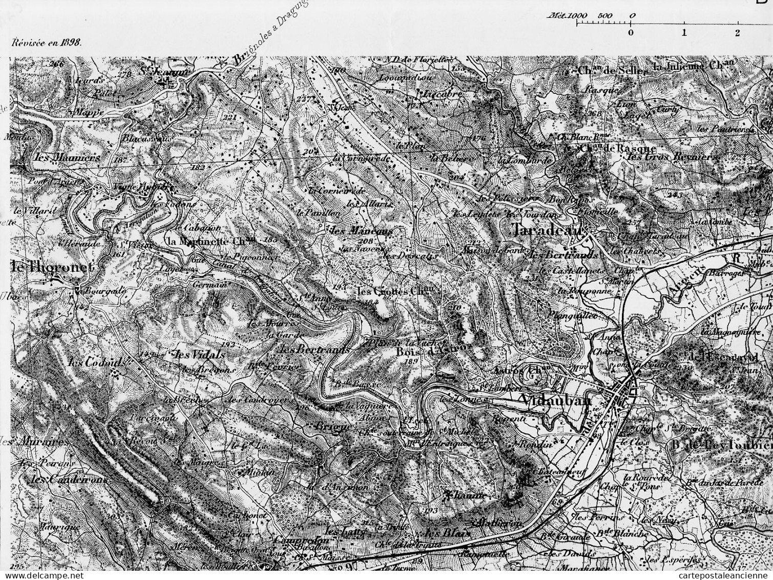 00647 ● DRAGUIGNAN Sud Est Carte Révisé 1898 Gravée PIERRON HACQ LEPAGE LEBEL Sur PAPETERIE De RENAGE ISERE - Topographische Kaarten