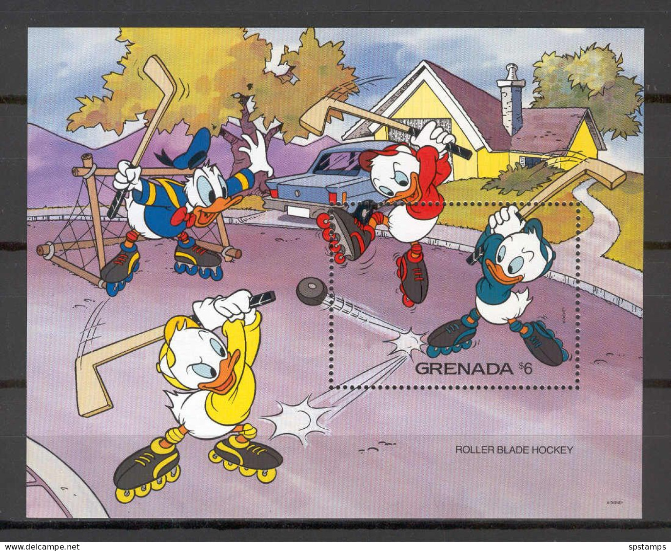 Disney Grenada 1992 Roller Blade Hockey MS MNH - Disney