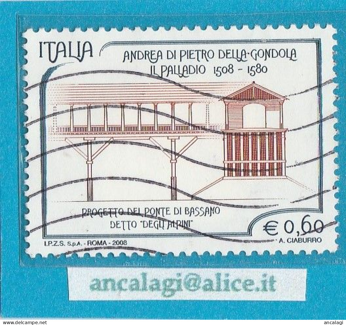 USATI ITALIA 2008 - Ref.1094 "ANDREA DI PIETRO DELLA GONDOLA -IL POLLADIO-" 1 Val. - - 2001-10: Oblitérés