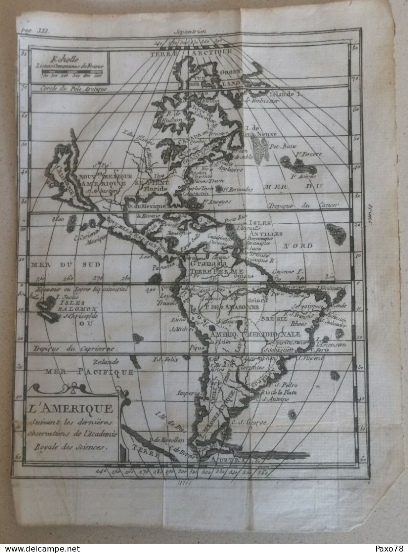 Carte Géographique, America 1760, Sorti Do Livre Géographie Universelle. 20x14 - Cartes Géographiques