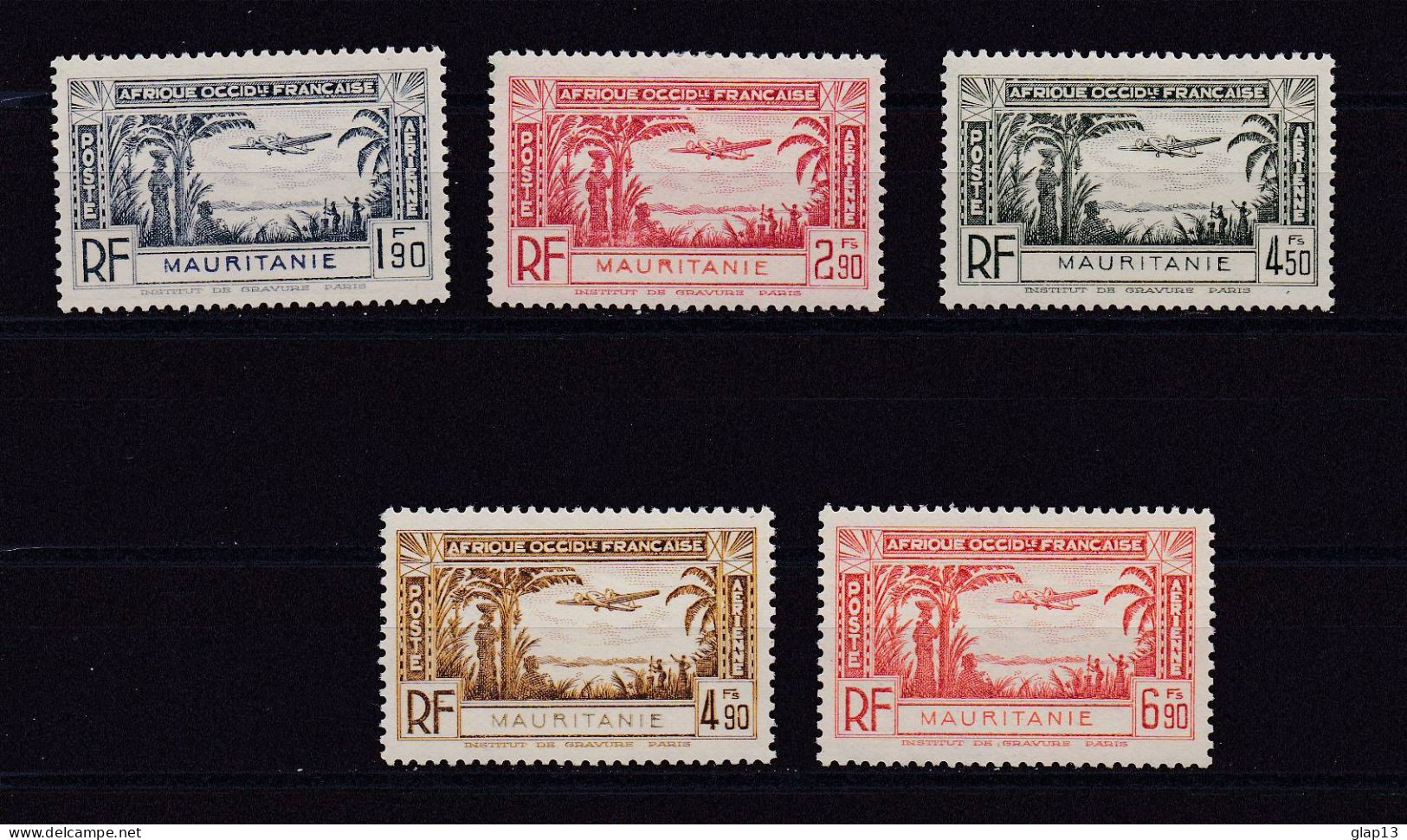 MAURITANIE 1940 PA N°1/5 NEUF AVEC CHARNIERE - Unused Stamps