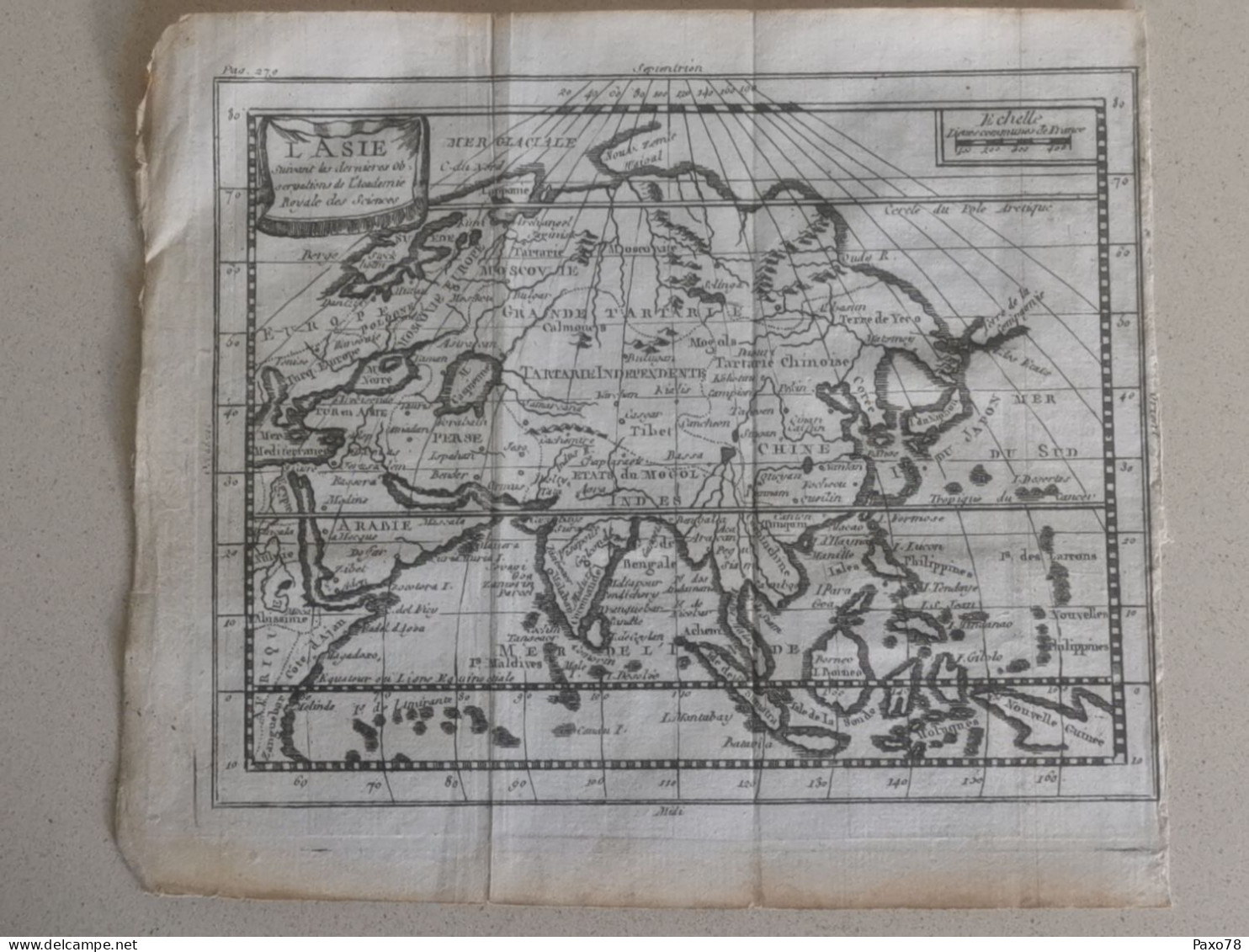 Carte Géographique, Asie, 1760, Sorti Do Livre Géographie Universelle. 19x16 - Cartes Géographiques