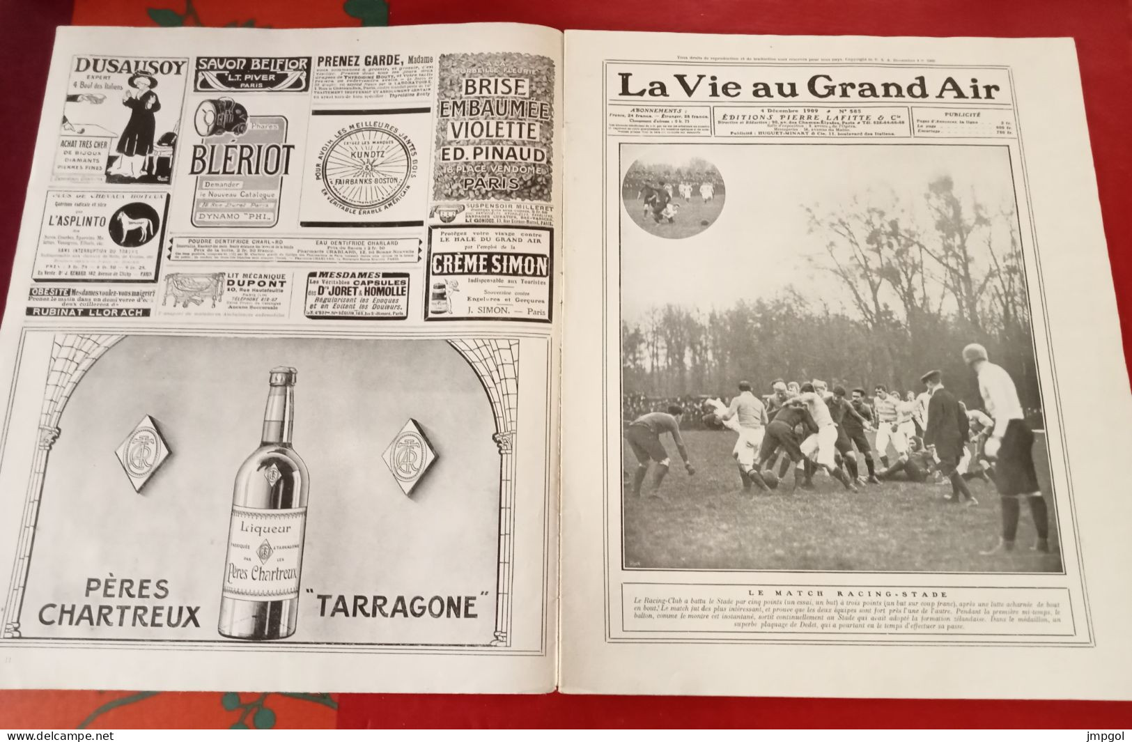 La Vie Au Grand Air N°585 Déc 1909 Base Ball Rugby Racing Stade Français Boxe Willie Lewis Moteur Sans Soupapes - 1900 - 1949