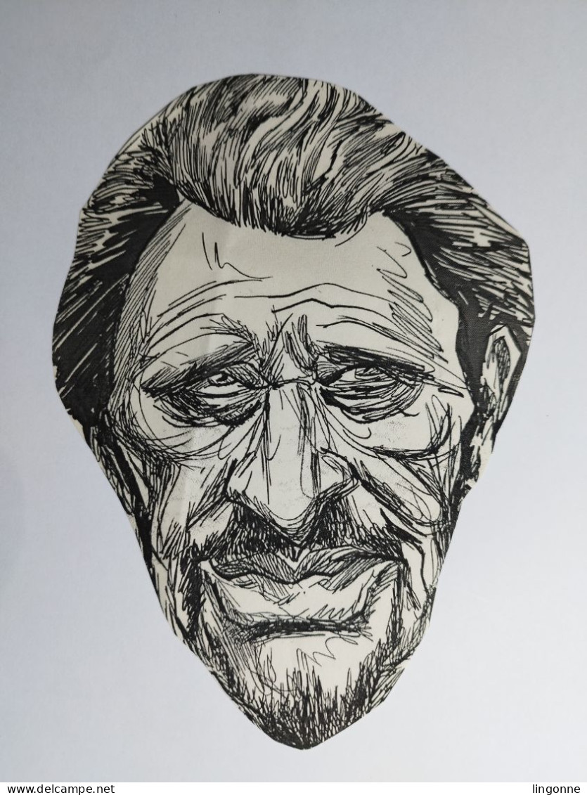 Portrait De Johnny Hallyday En Papier 14 X 20 Cm Env - Non Classés