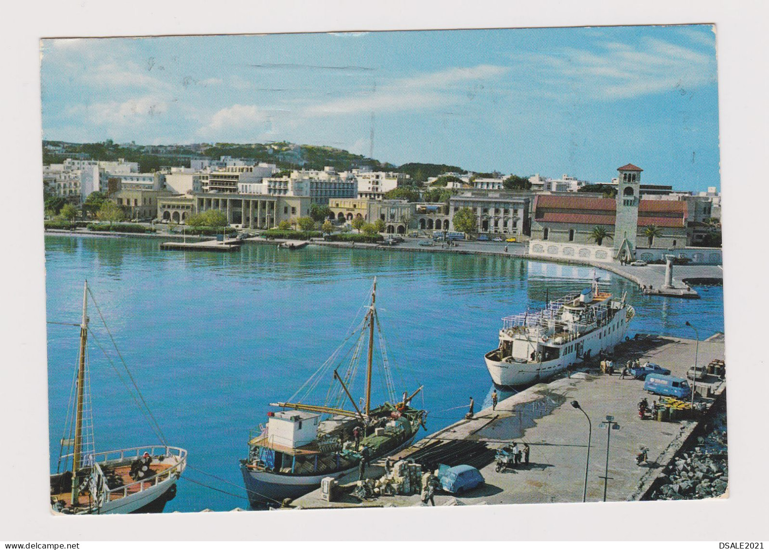 Greece RHODES-Ρόδος View Of The Port, Boats, Buildings, Vintage Photo Postcard RPPc AK (1242) - Greece