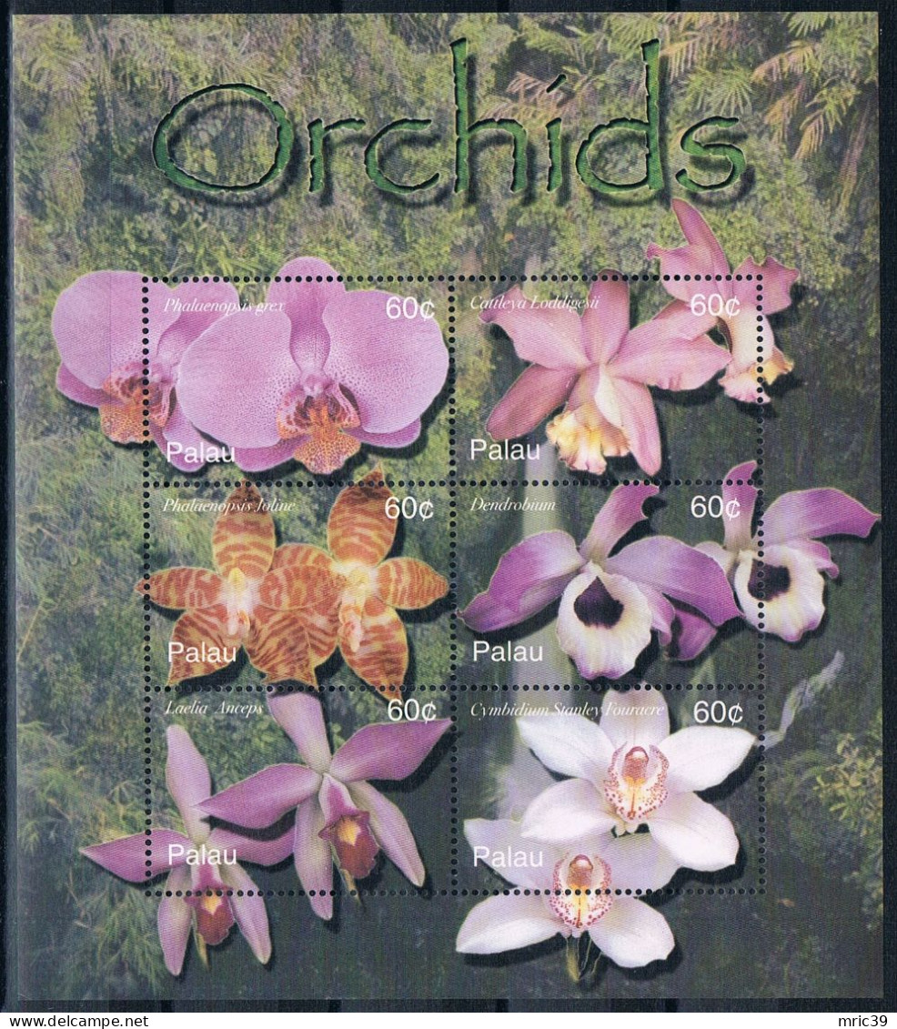 Bloc Sheet Fleurs Orchidées Flowers Orchids  Neuf  MNH **  Palau 2003 - Orchideen