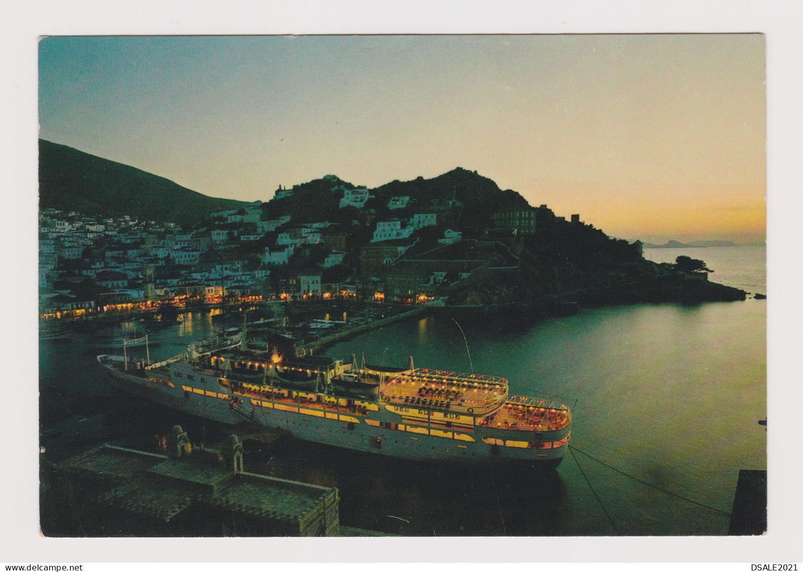 Greece Ydra HYDRA-Ύδρα Harbour View With Big Ship, Vintage Photo Postcard RPPc AK (1249) - Greece