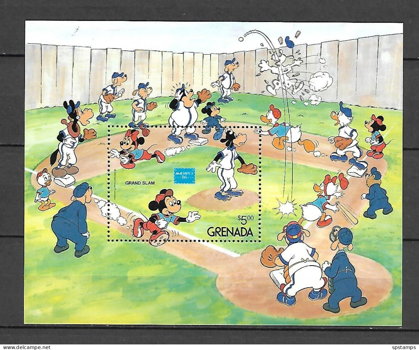 Disney Grenada 1986 Baseball - Grand Slam MS MNH - Disney