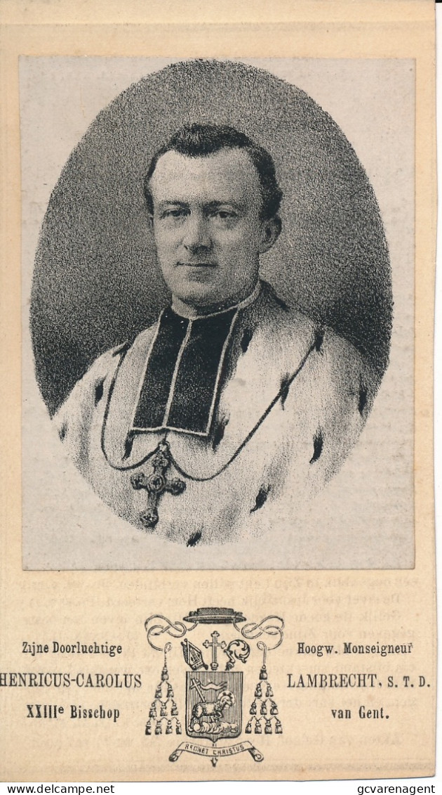 XXIIIe BISSCHOP VAN GENT - HENRICUS LAMBRECHT   WELDEN  1848    DENDERLEEUW   1889              ZIE AFBEELDINGEN - Avvisi Di Necrologio