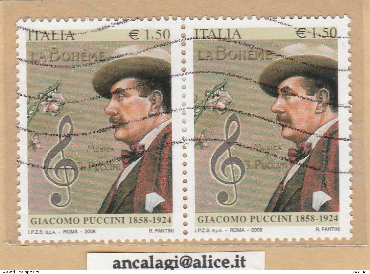 USATI ITALIA 2008 - Ref.1097A "GIACOMO PUCCINI" 1 Val. In Coppia - - 2001-10: Used