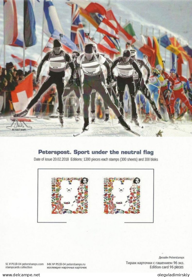 Finland Finlande 2018 Olympic Games Pyeongchang Sport Under The Neutral Flag Olympics Peterspost Stampcard - Inverno 2018 : Pyeongchang