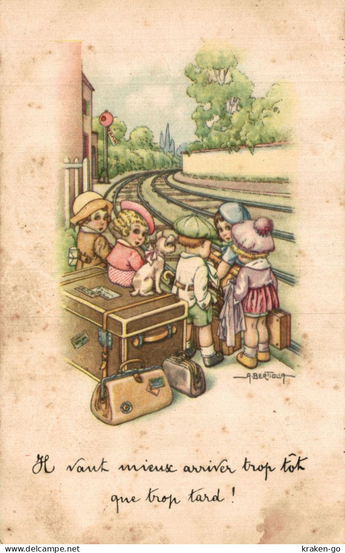 A. BERTIGLIA - Bambini Alla Stazione Ferroviaria - VG - #120 - Bertiglia, A.