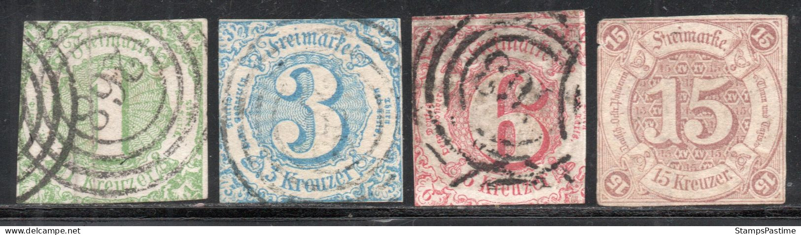 ALEMANIA – THURN Y TAXIS SUR Serie No Completa X 4 Sellos Usados CIFRAS Año 1859 – Valorizada En Catálogo € 104,25 - Afgestempeld
