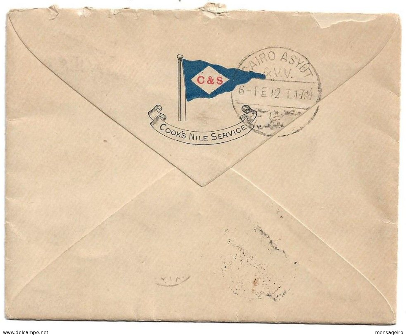 (C04) COVER WITH 5M. X2 STAMPS - ASYUT => USA 1912 - ON BACK COOK'S NILE SERVICE MARK + CAIRO ASYUT/ &VV - 1866-1914 Khédivat D'Égypte