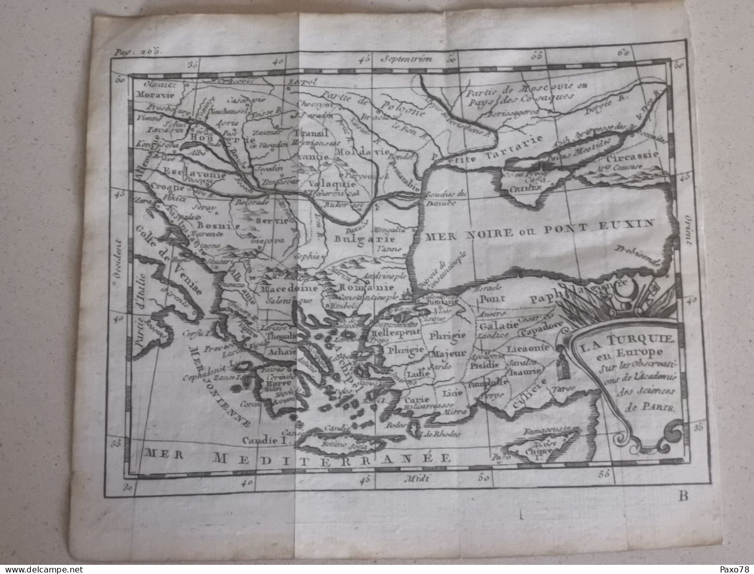 Carte Géographique, La Turquie En Europe , 1760, Sorti Do Livre Géographie Universelle. 18x16 - Cartes Géographiques