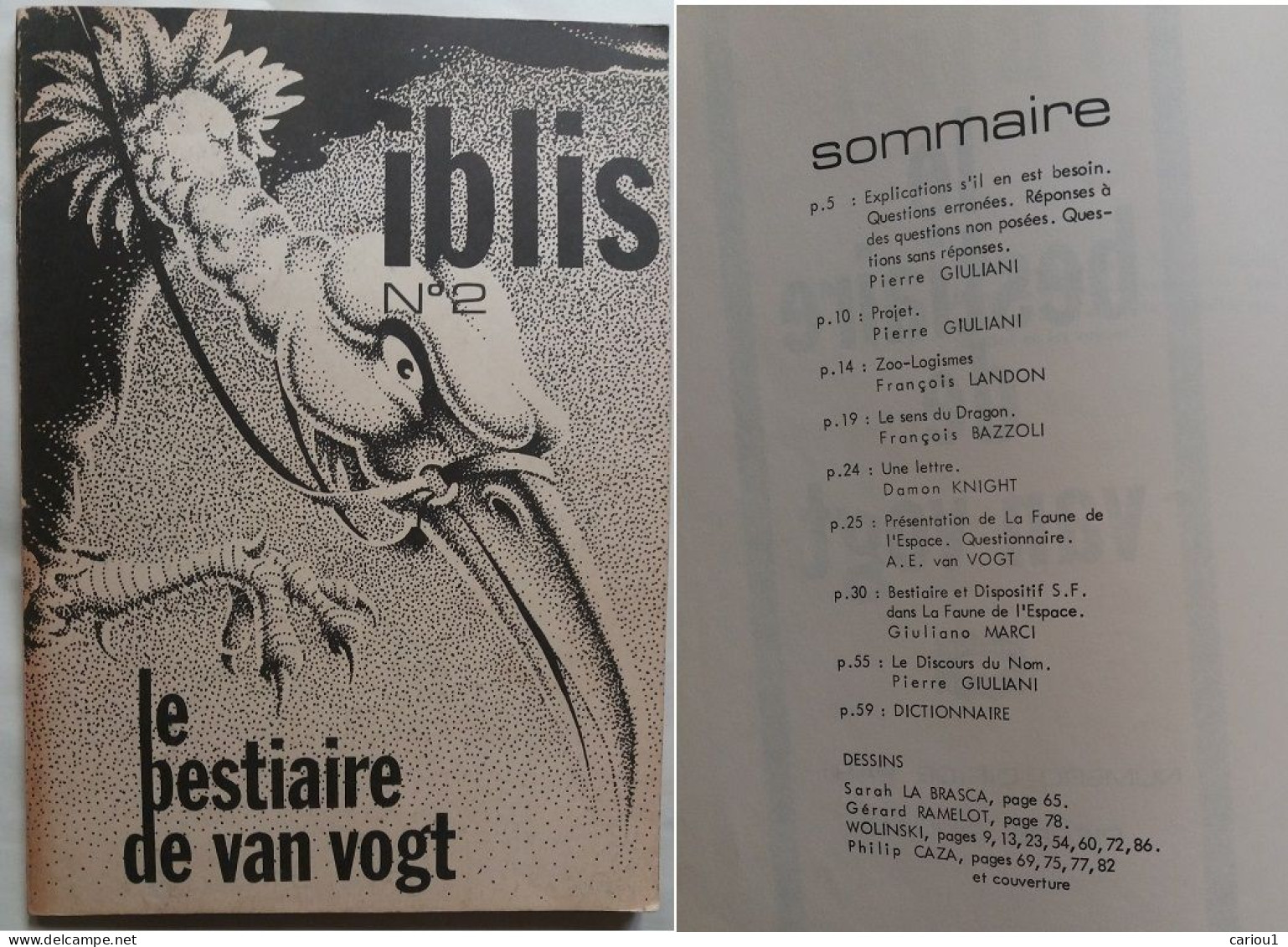 C1 IBLIS 1971 BESTIAIRE DE VAN VOGT Damon KNIGHT Illustre CAZA WOLINSKI SF Rare  Port Inclus France - Fanzines