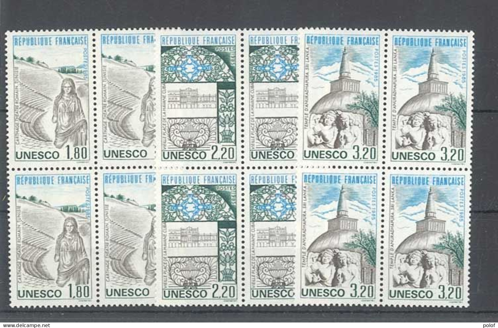 TIMBRE DE SERVICE - Unesco - 3 Blocs De 4 Timbres - Yvert 88 à 90 - Neuf Sans Trace De Charnière - Mint/Hinged