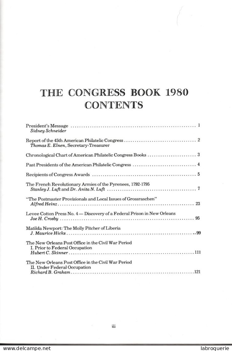 LIT - 46ème AMERICAN CONGRESS BOOK - 1980 - Philately And Postal History