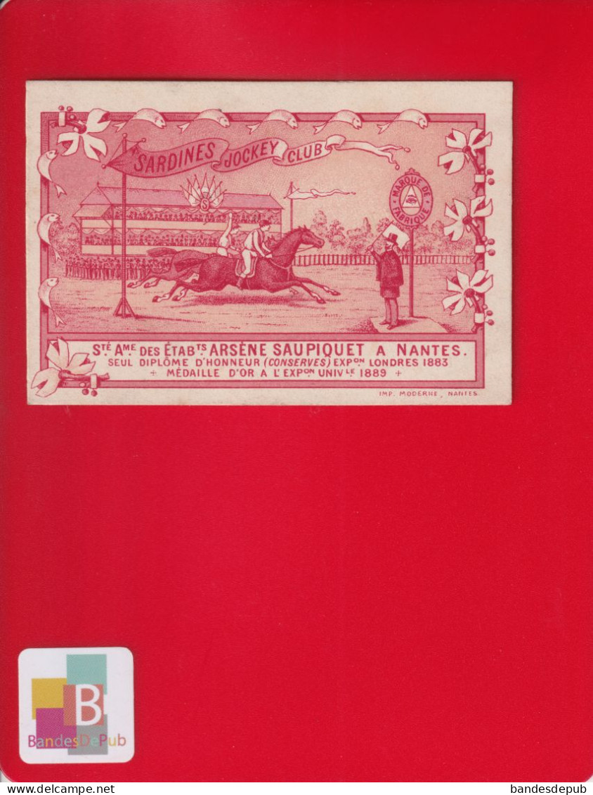 NANTES Arsène Saupiquet Conserves Sardines Jockey Club Chromo Course Chevaux Tribunes Turf  1889 Imprimerie Moderne - Otros & Sin Clasificación