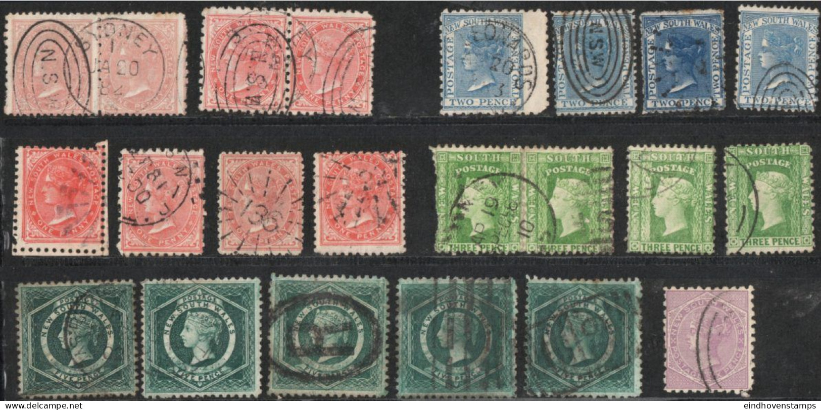 New South Wales Lot Cancelled Shades, Printings & Cancels: - Used Stamps