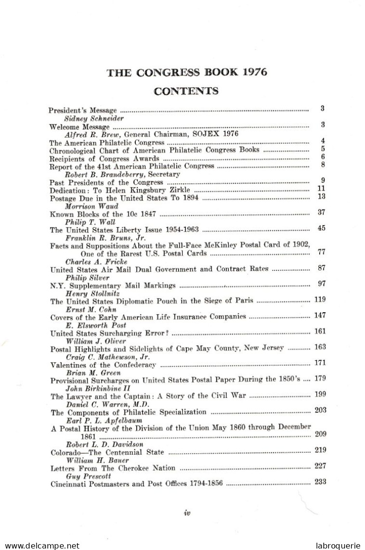 LIT - 42ème AMERICAN CONGRESS BOOK - 1976 - Filatelia E Historia De Correos