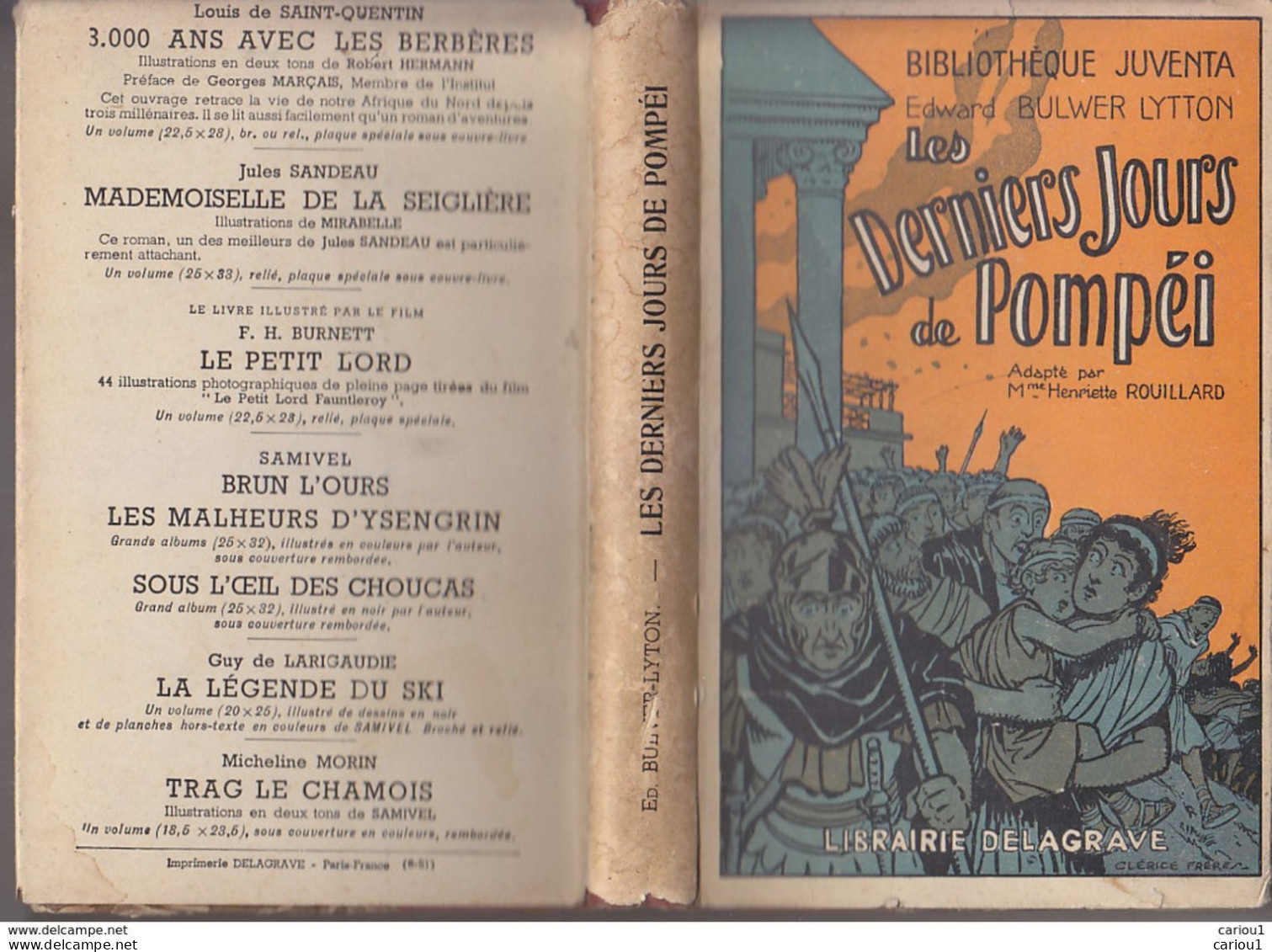 C1 Bulwer Lytton LES DERNIERS JOURS DE POMPEI Illustre CLERICE Jaquette JUVENTA Port Inclus France - Andere & Zonder Classificatie