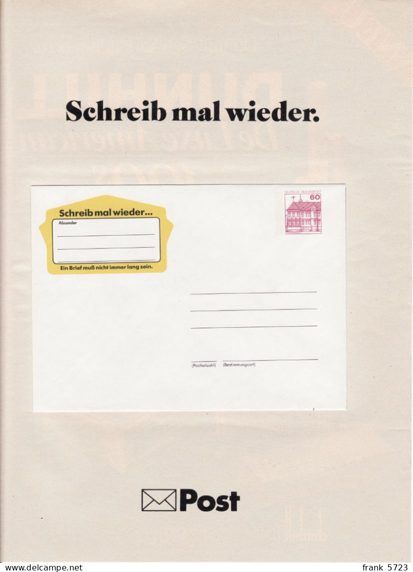 Bund: Ganzsachen-Umschlag "Schreib Mal Wieder", Ungebraucht, Auf Zeitschriftenseite Angehaftet - Briefomslagen - Ongebruikt