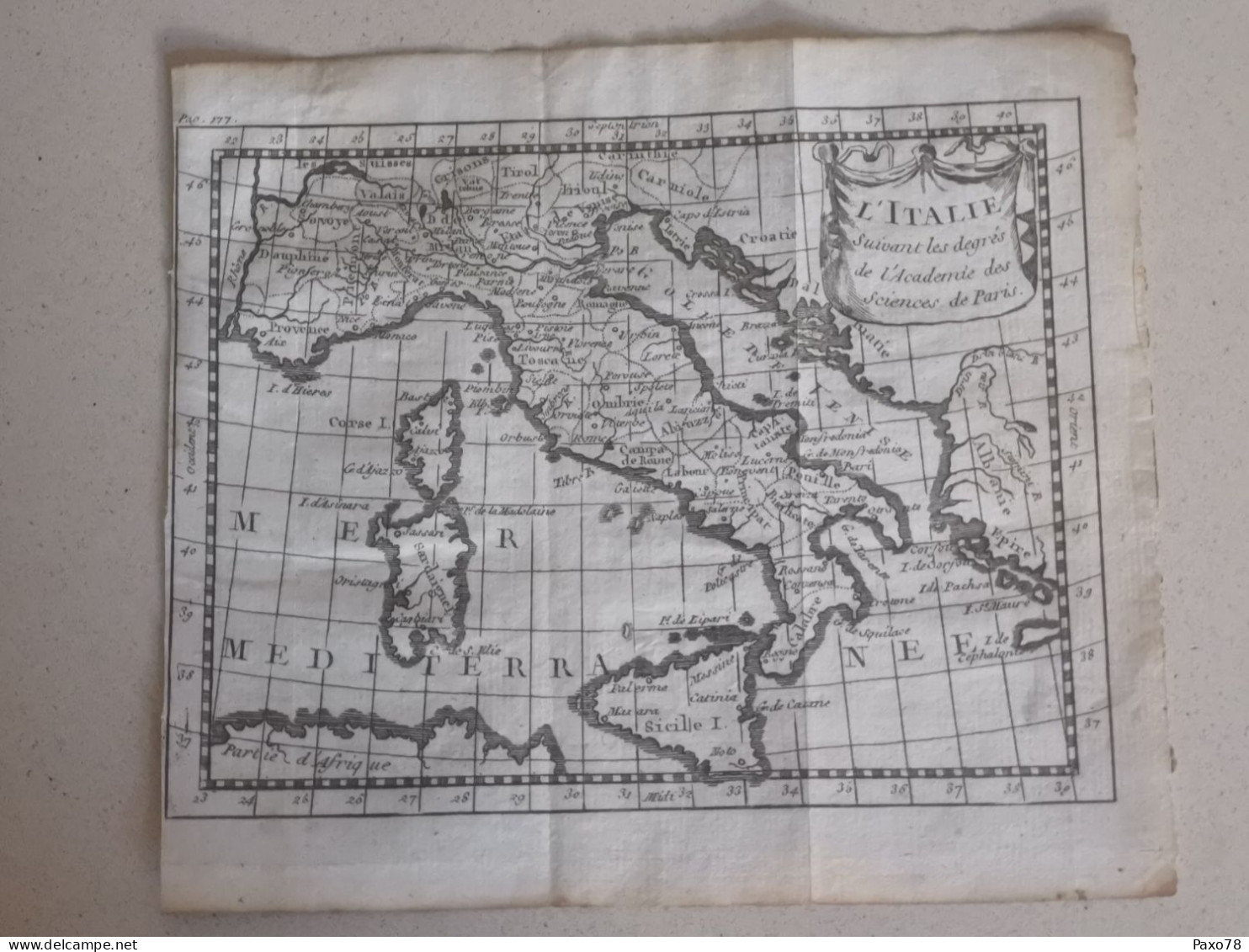 Carte Géographique, Italie , 1760, Sorti Do Livre Géographie Universelle. 18x16 - Cartes Géographiques