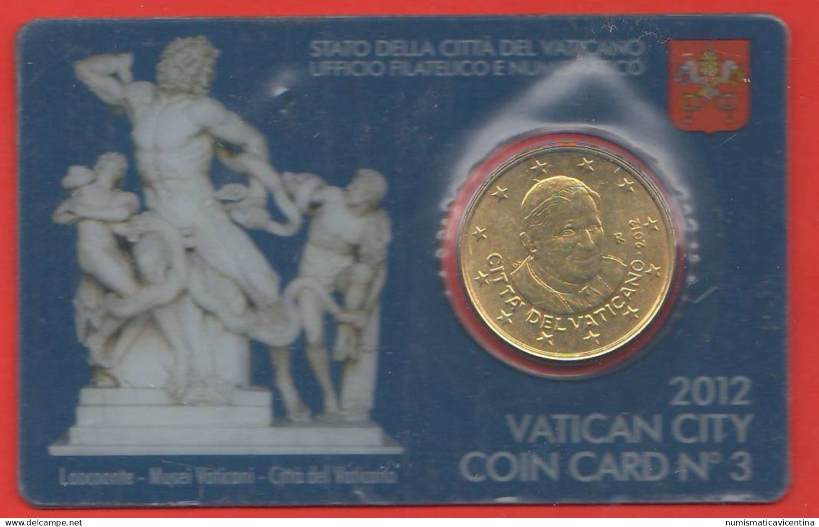 Vaticano 50 Cents 2012 Coin Card Benedetto XVI° Vatikan State Blister N° 3 Mint Roma 0,50 € - Vatikan