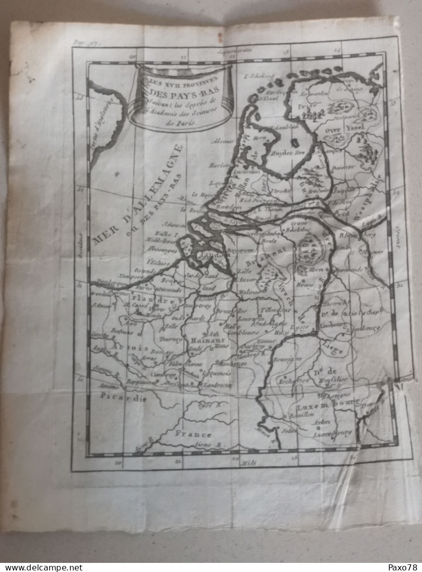 Carte Géographique, Pays-Bas, Belgique, Luxembourg , 1760, Sorti Do Livre Géographie Universelle. 20x15 - Cartes Géographiques