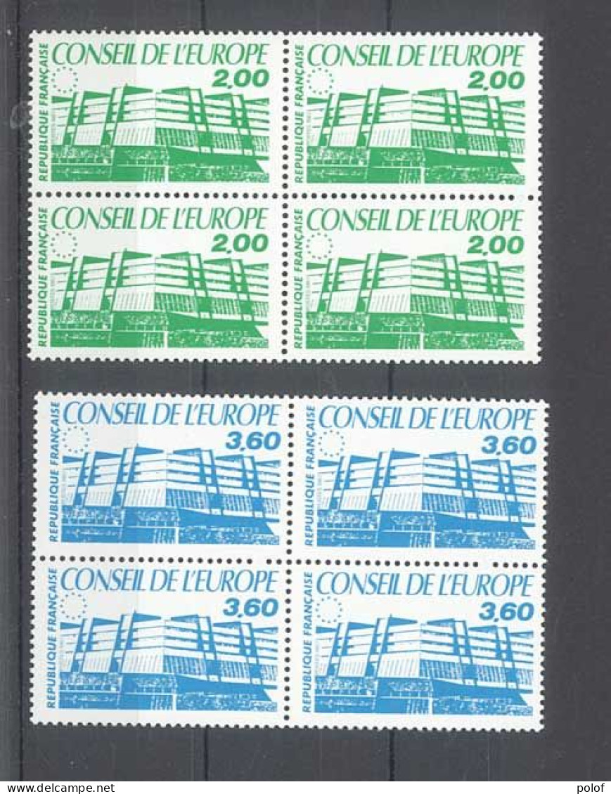 TIMBRE DE SERVICE - Conseil De L' Europe - 2 Blocs De 4 Timbres - Yvert 96 à 97 - Neuf Sans Trace De Charnière - Mint/Hinged