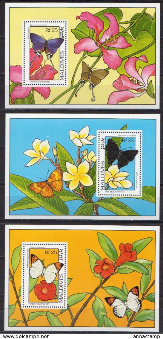 Maldives 3 MNH SSs - Schmetterlinge