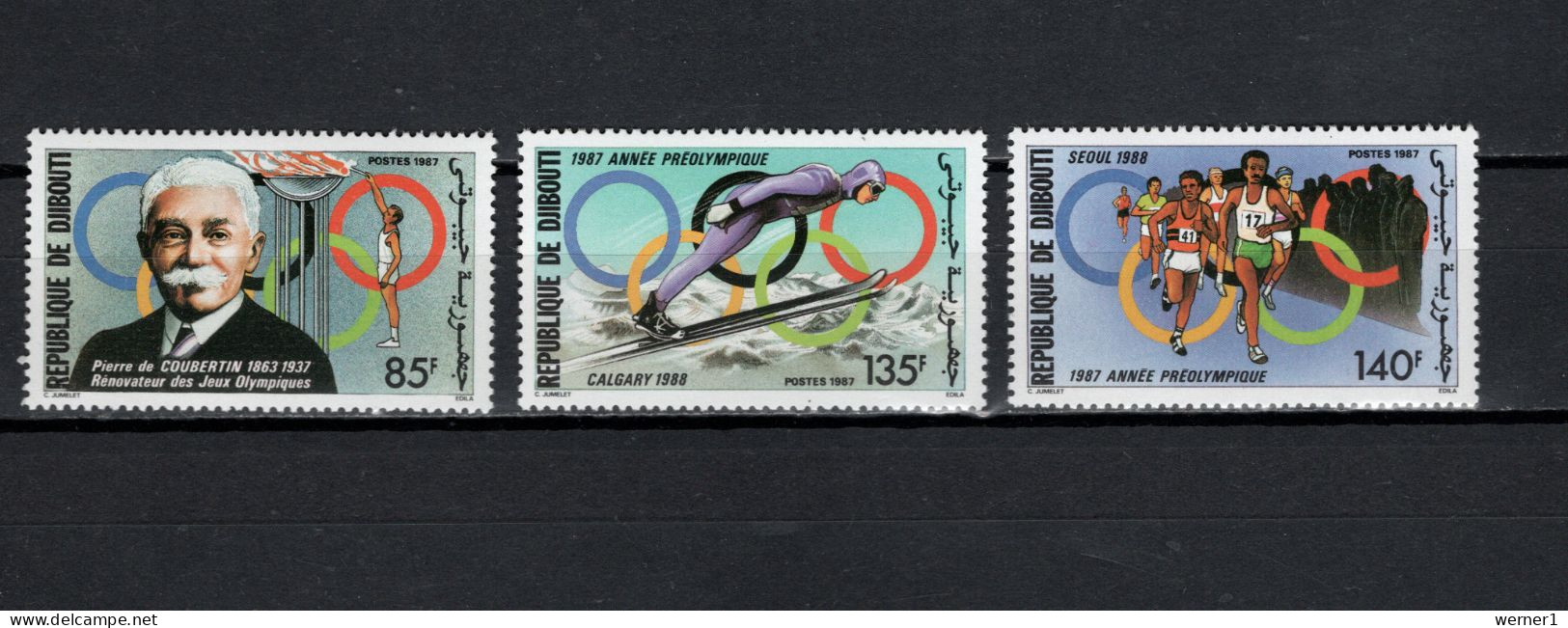 Djibouti 1987 Olympic Games Seoul / Calgary Set Of 3 MNH - Sommer 1988: Seoul