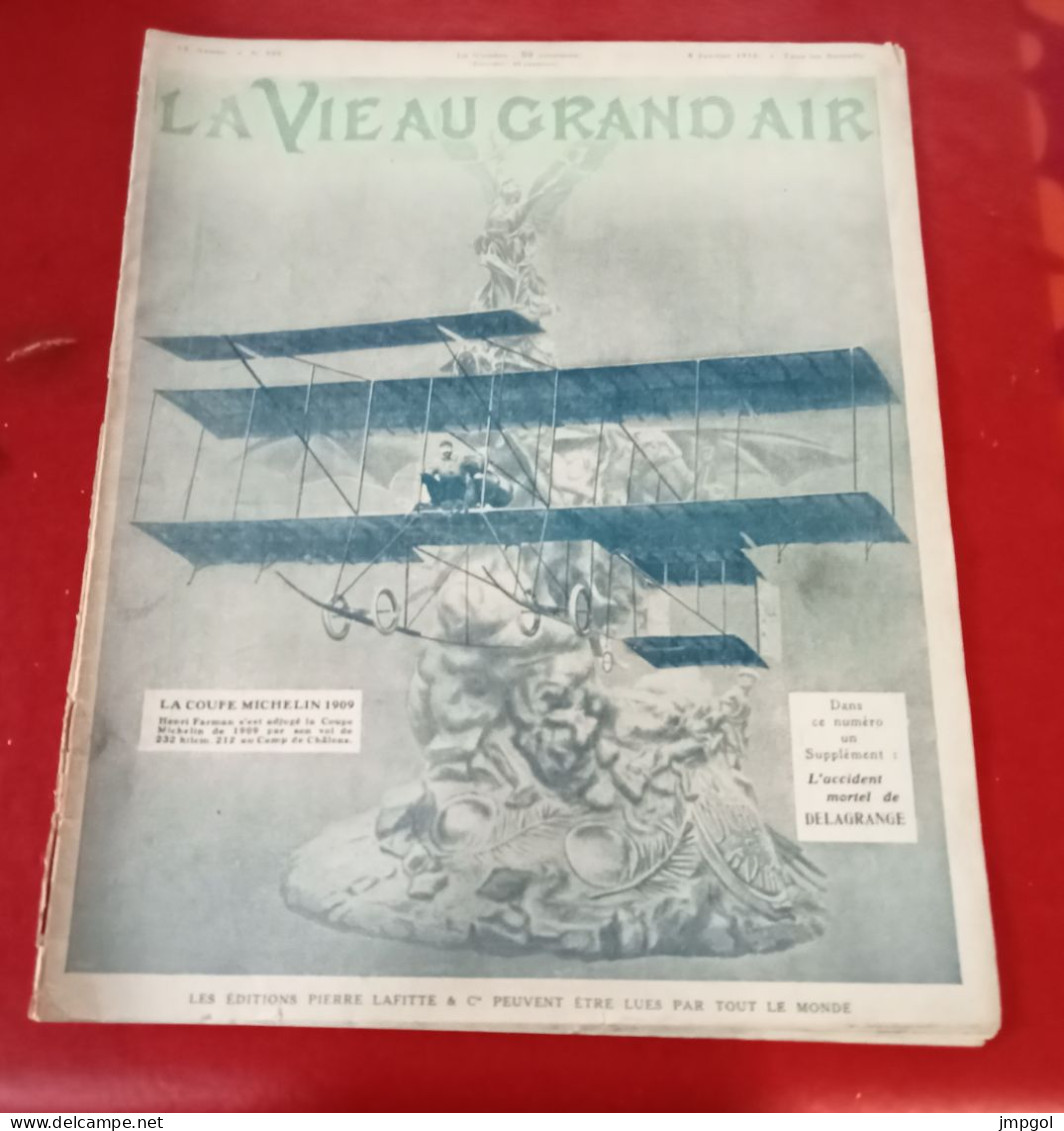 La Vie Au Grand Air N°590 Jan 1910 Avions Coupe Michelin Farman Jacques De Lesseps Delagrange Vélo Six Jours Berlin Rutt - 1900 - 1949